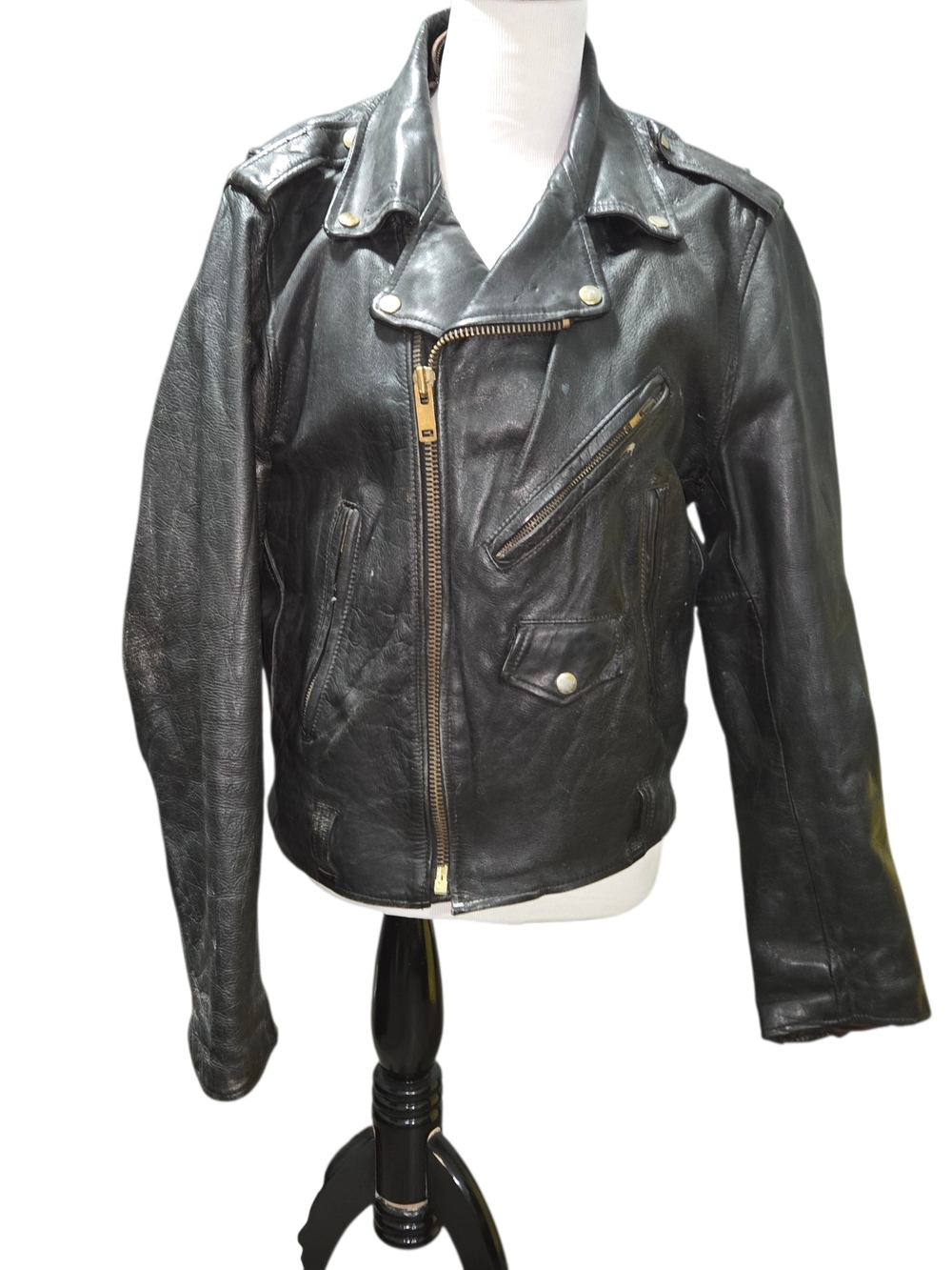 Vintage Wilsons  lined biker Harley Davidson Leather Motorcycle Jacket